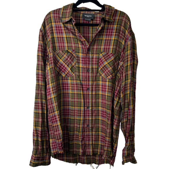 The Kooples Other - The Kooples Paris Men M Long Sleeve Distressed Plaid Button Shirts Viscose A47